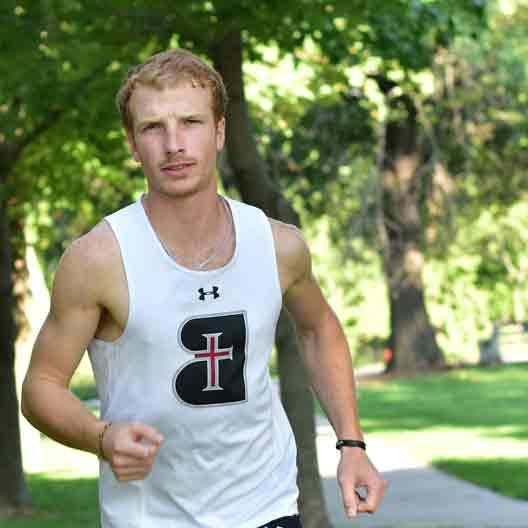 A student running